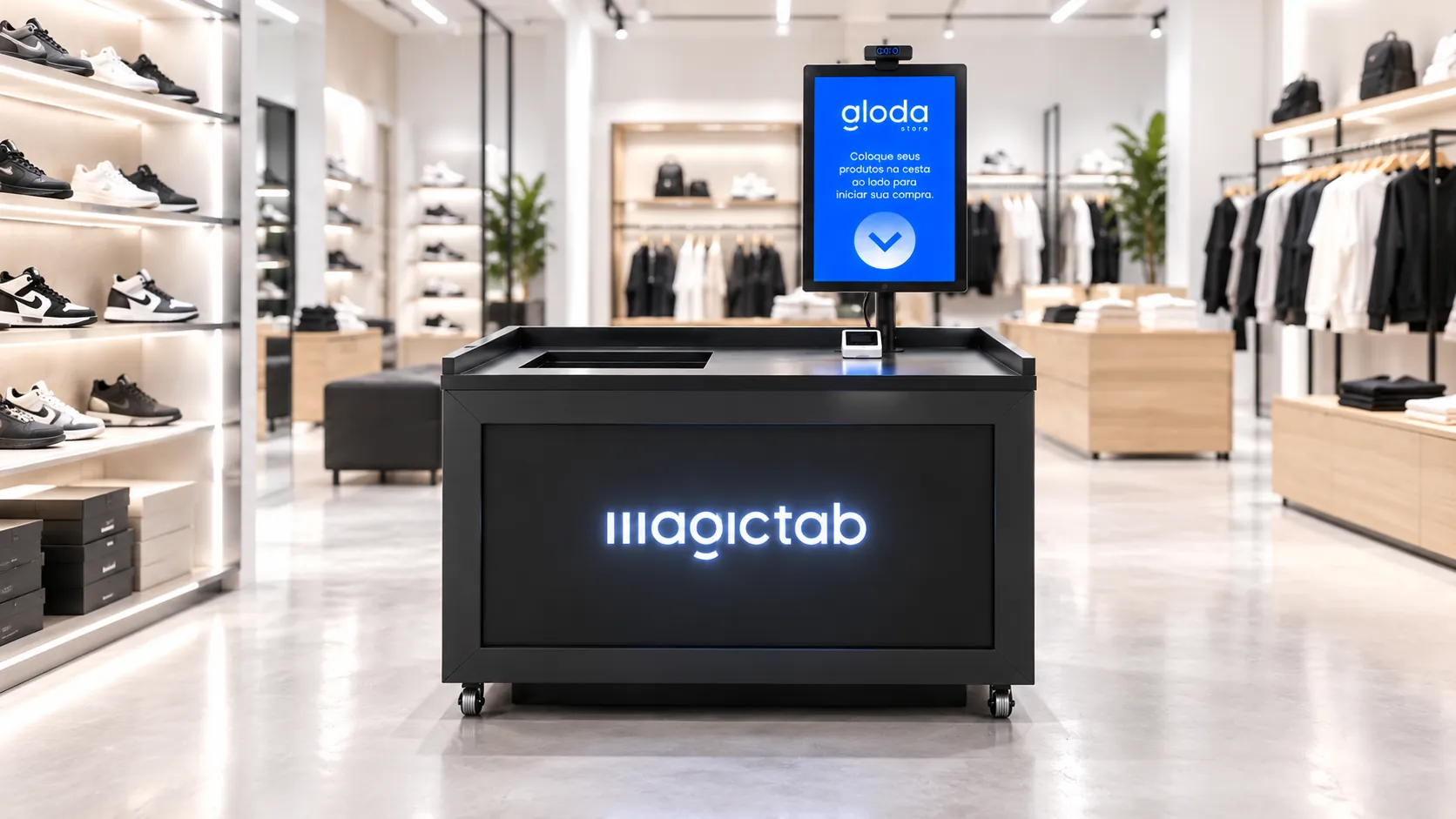 Mesa de checkout MagicTab em loja